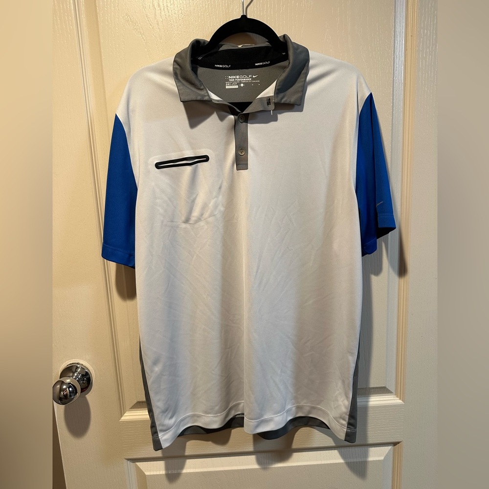 Nike Tour Performance Dri-Fit Gray&Blue Polo- Large